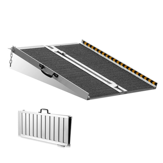 SucceBuy Portable Wheelchair Ramp Non Slip Aluminum Foldable Threshold Ramp