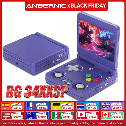 Anbernic RG34XXSP 3.4-Inch IPS Linux 64-bit Game Console H700 quad-core LPDDR4 2GB Retro Game Player HD-Connect To TV RG 34XXSP
