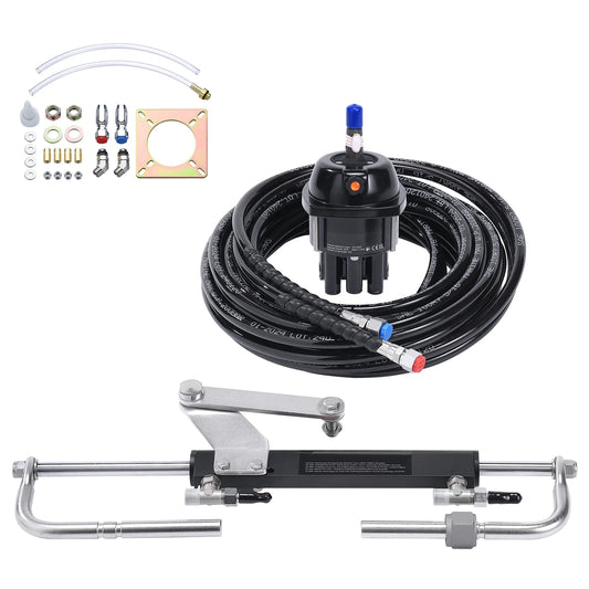 SucceBuy Hydraulic Outboard Steering Kit 90HP Marine Boat Hydraulic Steering System for Single Station Single-Engine Boats Use