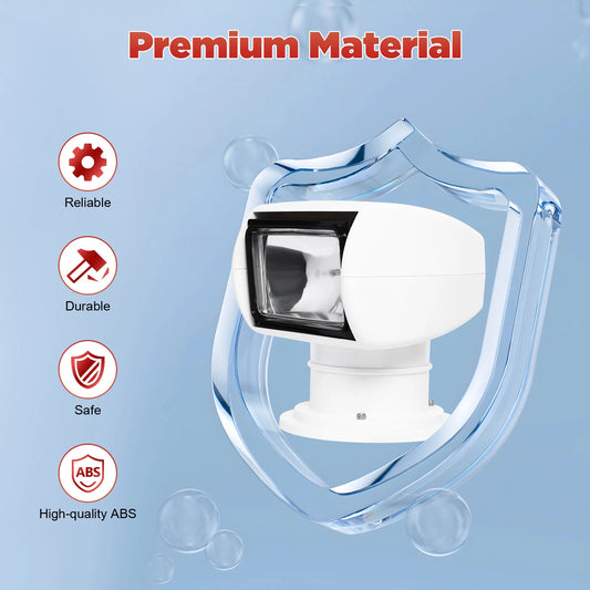 Spotlight Marine Spot Light Boat Searchlight Remote Control 12V 100W Waterproof, White, 360° Rotatable for Boat