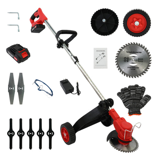 Cordless Weed Trimmer Electric Edger 21V one/Two 5C 1.5Ah Lithium Battery US Charger Ideal Handheld for Lawn Care Garden Work