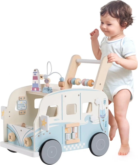 Rolife Robud Wooden Baby Walker Push Along Activity Walker